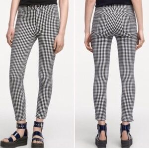 Rag & Bone Navy and White Checkered gingham Jeans women 24 Casual retro office